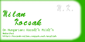 milan kocsak business card